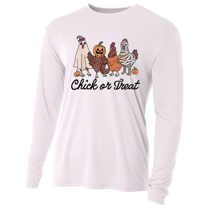 Chick Or Treat Halloween Witch Spooky Chicken Cooling Performance Long Sleeve Crew