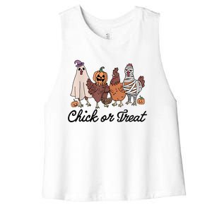 Chick Or Treat Halloween Witch Spooky Chicken Women's Racerback Cropped Tank