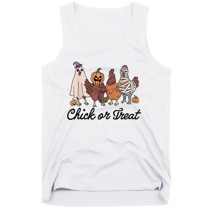 Chick Or Treat Halloween Witch Spooky Chicken Tank Top