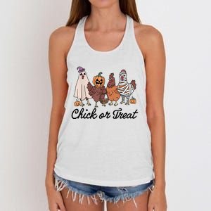 Chick Or Treat Halloween Witch Spooky Chicken Women's Knotted Racerback Tank