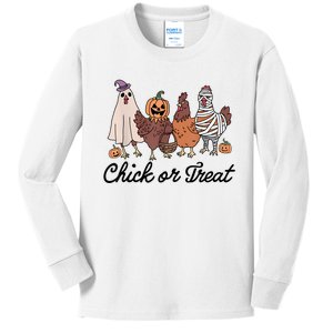 Chick Or Treat Halloween Witch Spooky Chicken Kids Long Sleeve Shirt