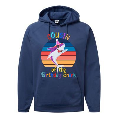 Cousin Of The Shark Birthday Matching Family Ocean Animal Cute Gift Performance Fleece Hoodie