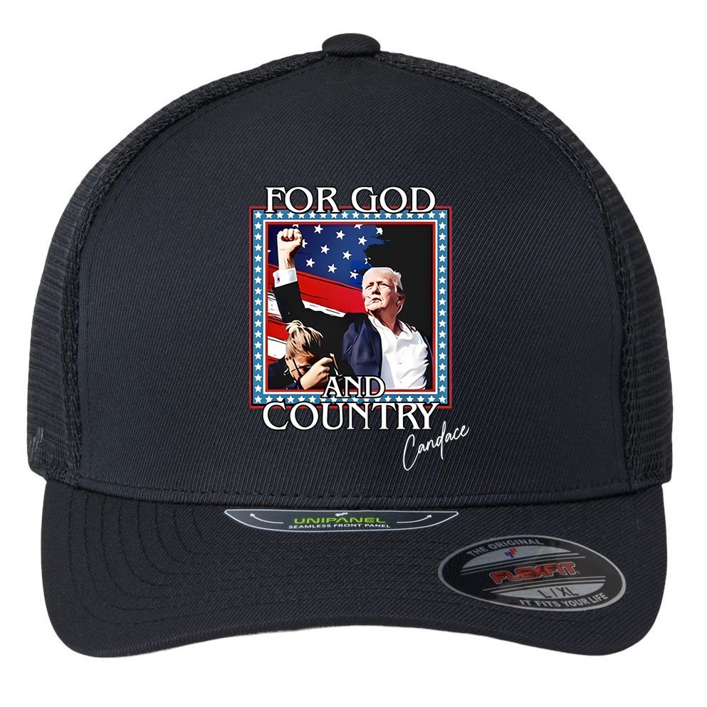 Candace Owens Trump For God And Country Flexfit Unipanel Trucker Cap