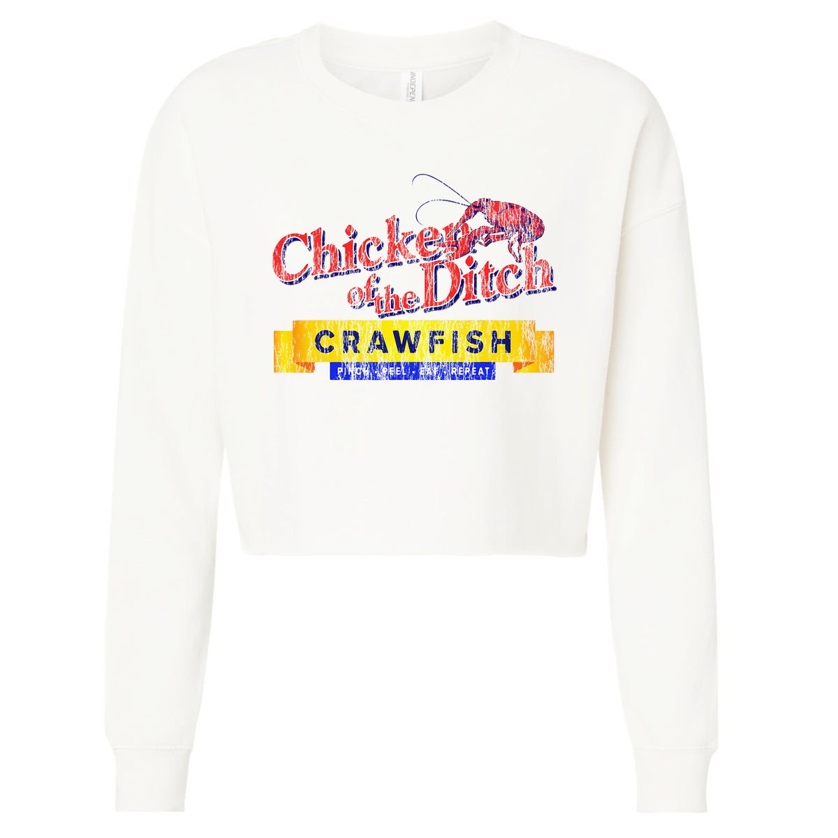 Chicken Of The Ditch Crawfish Crawfish Boil Cropped Pullover Crew