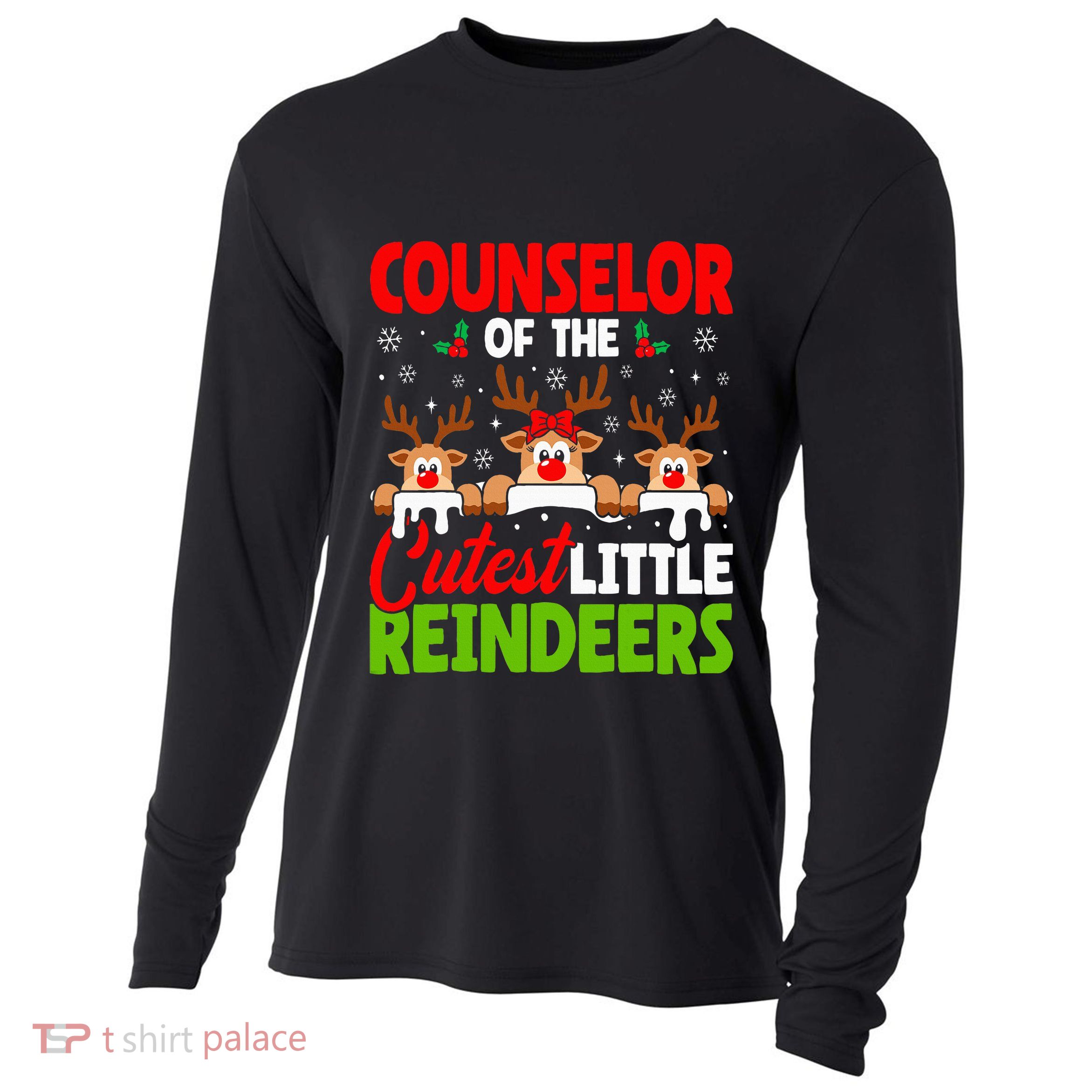 Counselor Of The Cutest Reindeers Christmas Counselor Cooling Performance Long Sleeve Crew