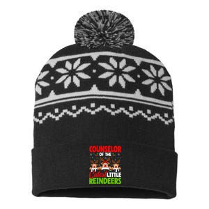 Counselor Of The Cutest Reindeers Christmas Counselor USA-Made Snowflake Beanie