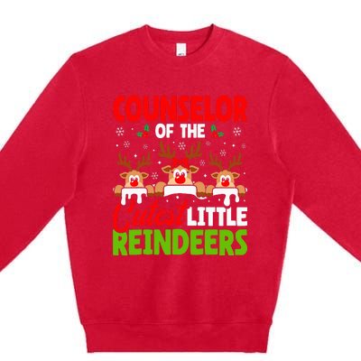 Counselor Of The Cutest Reindeers Christmas Counselor Premium Crewneck Sweatshirt