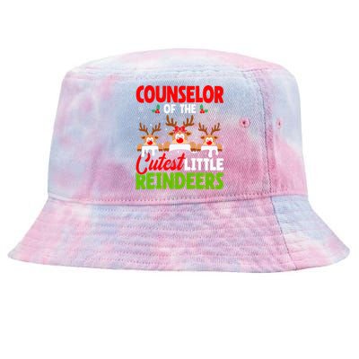 Counselor Of The Cutest Reindeers Christmas Counselor Tie-Dyed Bucket Hat