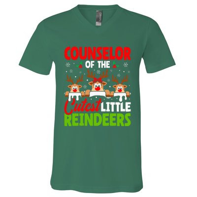 Counselor Of The Cutest Reindeers Christmas Counselor V-Neck T-Shirt