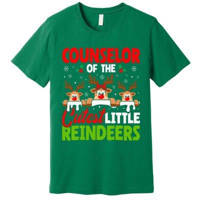 Counselor Of The Cutest Reindeers Christmas Counselor Premium T-Shirt