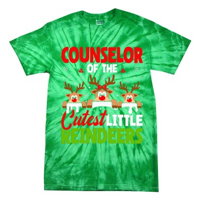 Counselor Of The Cutest Reindeers Christmas Counselor Tie-Dye T-Shirt