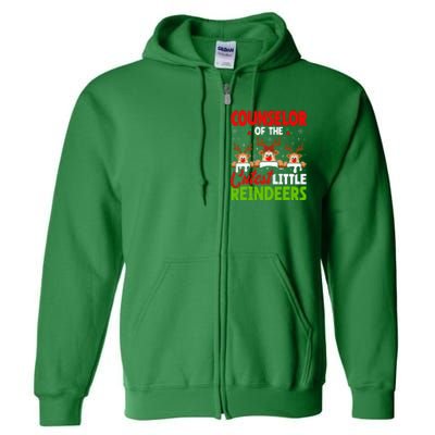 Counselor Of The Cutest Reindeers Christmas Counselor Full Zip Hoodie