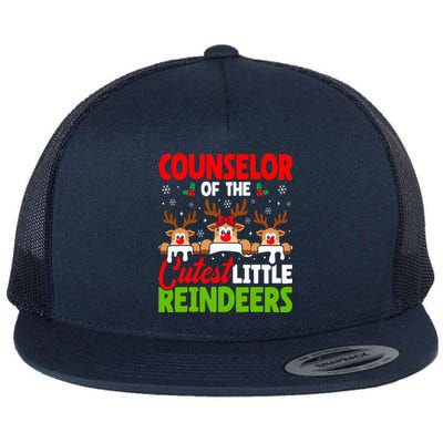 Counselor Of The Cutest Reindeers Christmas Counselor Flat Bill Trucker Hat