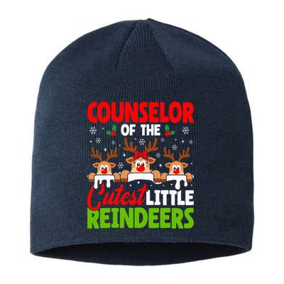 Counselor Of The Cutest Reindeers Christmas Counselor Sustainable Beanie