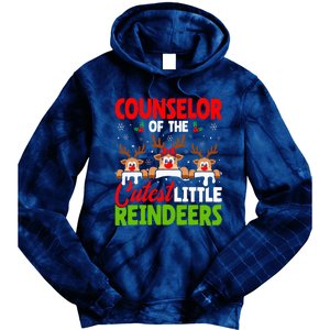 Counselor Of The Cutest Reindeers Christmas Counselor Tie Dye Hoodie