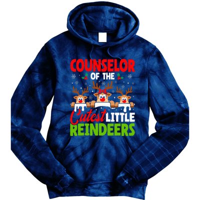 Counselor Of The Cutest Reindeers Christmas Counselor Tie Dye Hoodie