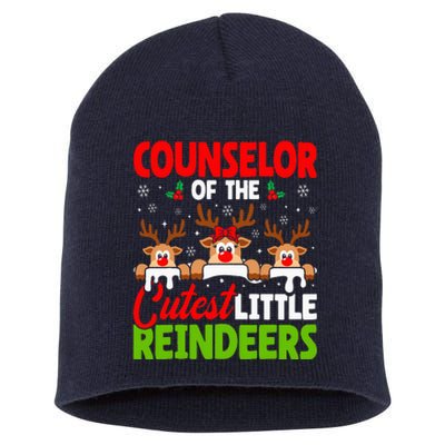 Counselor Of The Cutest Reindeers Christmas Counselor Short Acrylic Beanie