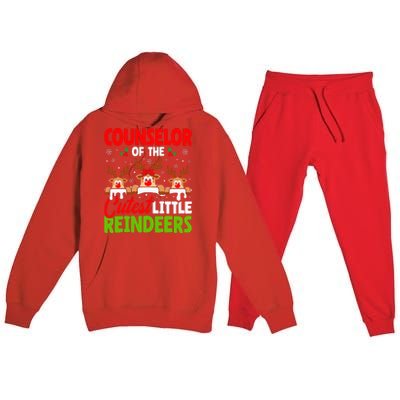 Counselor Of The Cutest Reindeers Christmas Counselor Premium Hooded Sweatsuit Set