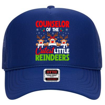 Counselor Of The Cutest Reindeers Christmas Counselor High Crown Mesh Back Trucker Hat