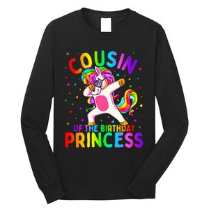 Cousin of the Birthday Princess Dabbing Unicorn Long Sleeve Shirt