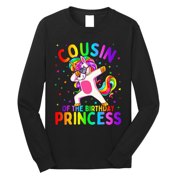 Cousin of the Birthday Princess Dabbing Unicorn Long Sleeve Shirt