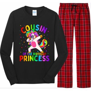 Cousin of the Birthday Princess Dabbing Unicorn Long Sleeve Pajama Set