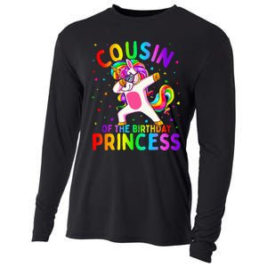 Cousin of the Birthday Princess Dabbing Unicorn Cooling Performance Long Sleeve Crew