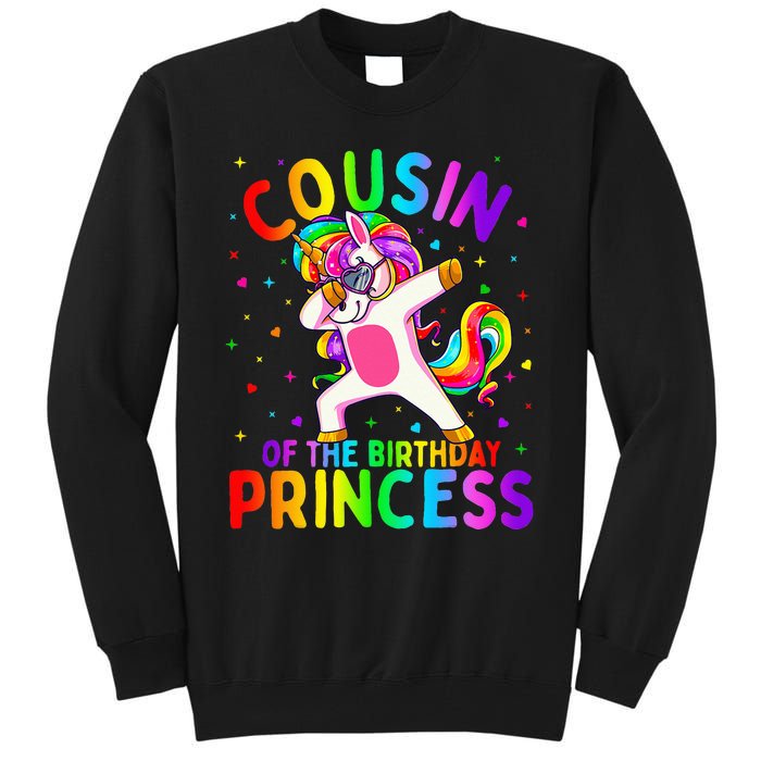 Cousin of the Birthday Princess Dabbing Unicorn Tall Sweatshirt