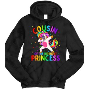 Cousin of the Birthday Princess Dabbing Unicorn Tie Dye Hoodie