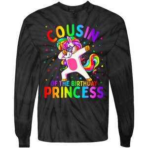 Cousin of the Birthday Princess Dabbing Unicorn Tie-Dye Long Sleeve Shirt