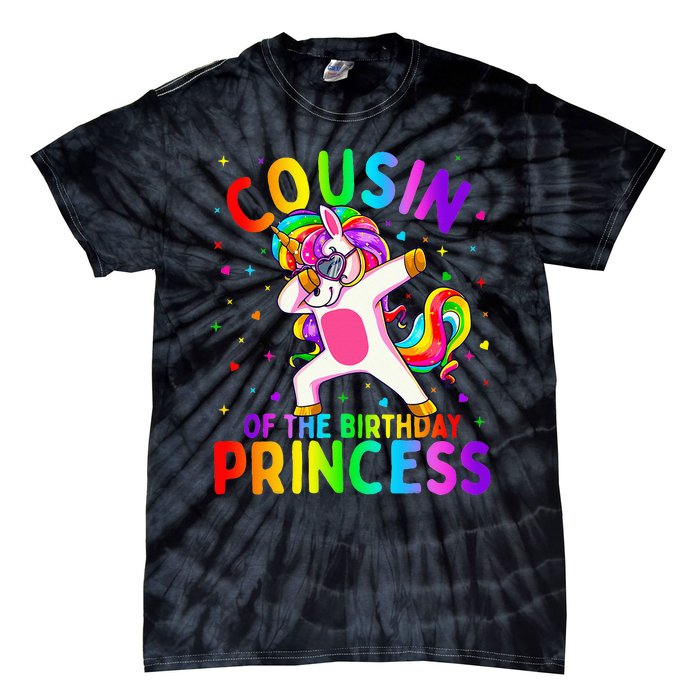 Cousin of the Birthday Princess Dabbing Unicorn Tie-Dye T-Shirt