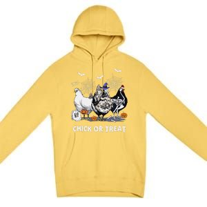 Chick Or Treat Skeleton Chicken Halloween Pumpkin Premium Pullover Hoodie