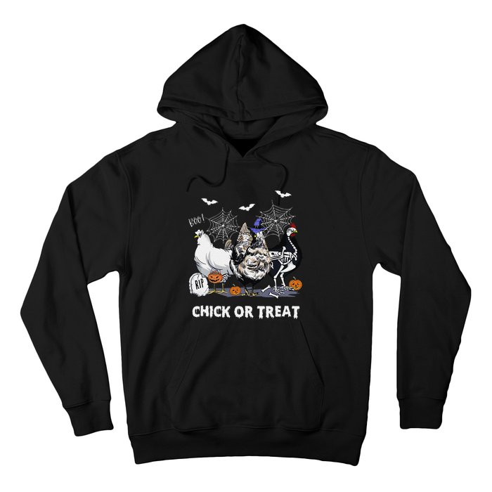 Chick Or Treat Skeleton Chicken Halloween Pumpkin Hoodie