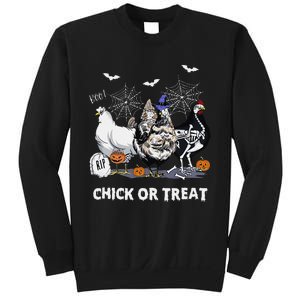 Chick Or Treat Skeleton Chicken Halloween Pumpkin Sweatshirt