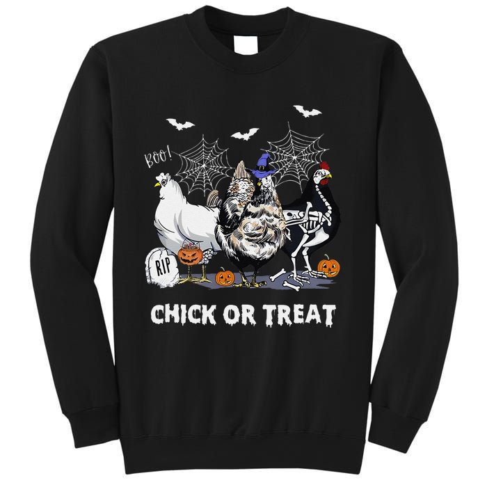 Chick Or Treat Skeleton Chicken Halloween Pumpkin Sweatshirt