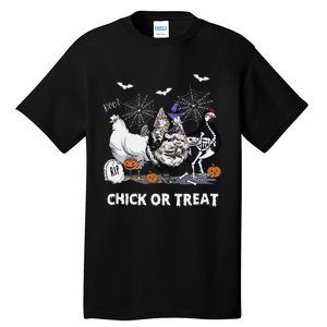 Chick Or Treat Skeleton Chicken Halloween Pumpkin Tall T-Shirt