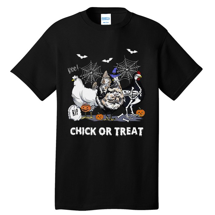 Chick Or Treat Skeleton Chicken Halloween Pumpkin Tall T-Shirt