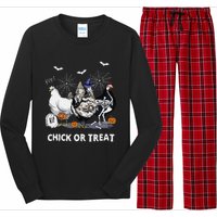 Chick Or Treat Skeleton Chicken Halloween Pumpkin Long Sleeve Pajama Set