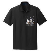 Chick Or Treat Skeleton Chicken Halloween Pumpkin Dry Zone Grid Polo