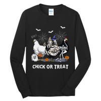 Chick Or Treat Skeleton Chicken Halloween Pumpkin Tall Long Sleeve T-Shirt