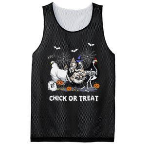 Chick Or Treat Skeleton Chicken Halloween Pumpkin Mesh Reversible Basketball Jersey Tank