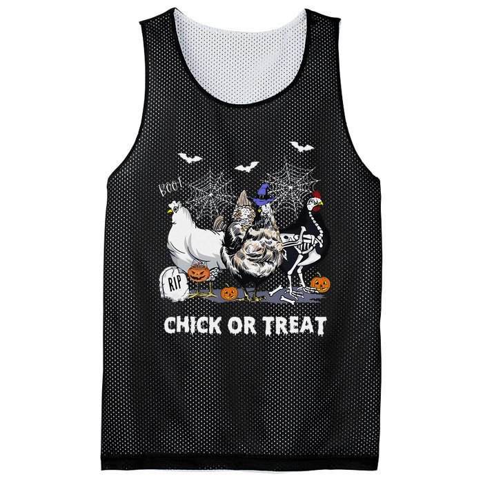 Chick Or Treat Skeleton Chicken Halloween Pumpkin Mesh Reversible Basketball Jersey Tank