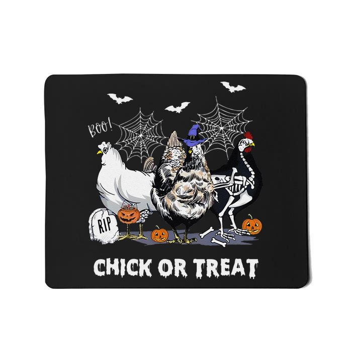 Chick Or Treat Skeleton Chicken Halloween Pumpkin Mousepad