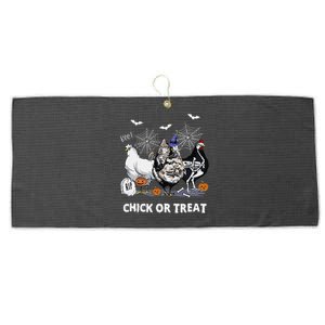 Chick Or Treat Skeleton Chicken Halloween Pumpkin Large Microfiber Waffle Golf Towel