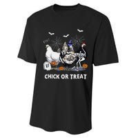 Chick Or Treat Skeleton Chicken Halloween Pumpkin Performance Sprint T-Shirt