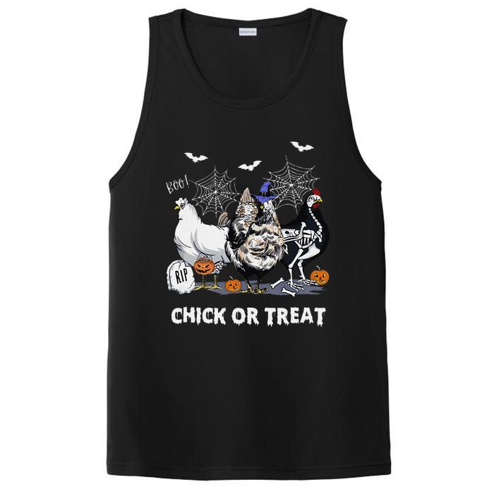 Chick Or Treat Skeleton Chicken Halloween Pumpkin PosiCharge Competitor Tank