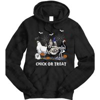 Chick Or Treat Skeleton Chicken Halloween Pumpkin Tie Dye Hoodie