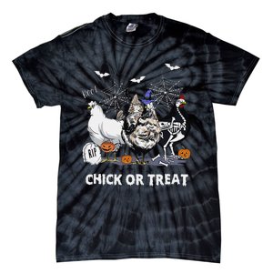 Chick Or Treat Skeleton Chicken Halloween Pumpkin Tie-Dye T-Shirt