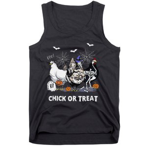 Chick Or Treat Skeleton Chicken Halloween Pumpkin Tank Top