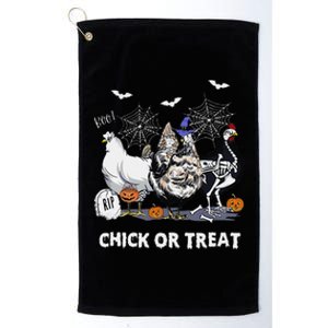 Chick Or Treat Skeleton Chicken Halloween Pumpkin Platinum Collection Golf Towel